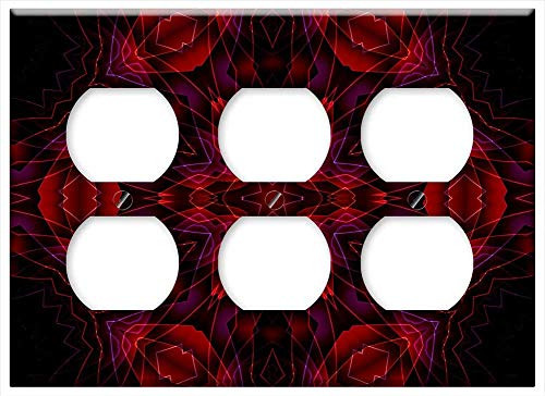 Triple Duplex Outlet Wall Plate Cover - Background Abstract Decorative Spiral Glow Page