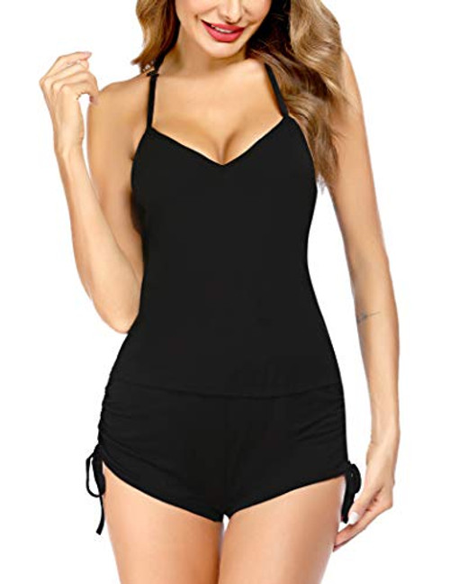 Avidlove Pajamas Set Womens Sleepwear Sexy Lingerie Nightwear Cami PJS Set with Shorts (S, Black)