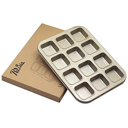 Non-Stick Brownie Pan, 12-Cavity-2.4" Brownie Square Carbon Steel Mini Loaf Cake Pan Bakeware for Oven Baking, Pan size 13.9x10.4x1 Inch Non-Stick Brownie Pan, 12-Cavity-2.4" Brownie Square Carbon Steel Mini Loaf Cake Pan Bakeware for Oven Baking, Pan size 13.9x10.4x1 Inch