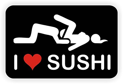 I Love Sushi Hard Hat Sticker - Decal - Label Tool Lunch Box Helmet Funny Adult