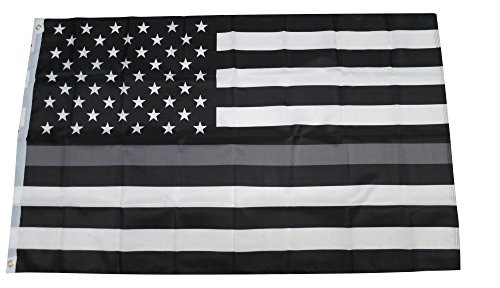 TrendyLuz Flags Thin Gray Silver Line Law Enforcement Correctional Corrections Guards Officers 3x5 Feet Flag
