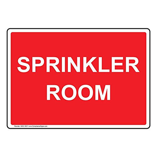 Sprinkler Room Label Decal, 10x7 in. Vinyl for Wayfinding Fire Safety/Equipment by ComplianceSigns