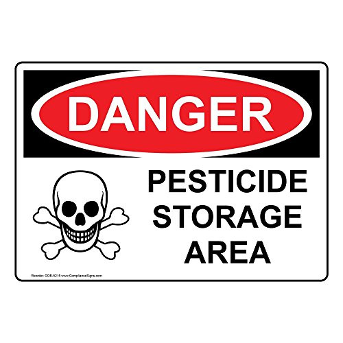 Danger Pesticide Storage Area OSHA Safety Label Sticker Decal, 10x7 in. Vinyl for Hazmat by ComplianceSigns Danger Pesticide Storage Area OSHA Safety Label Sticker Decal, 10x7 in. Vinyl for Hazmat by ComplianceSigns