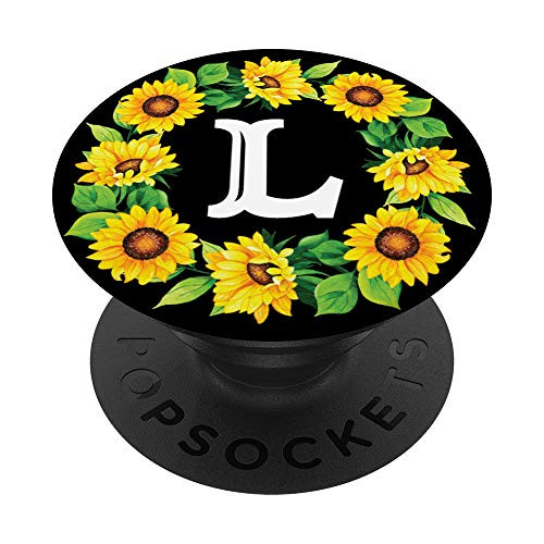 Letter L initial Monogram Floral phone stand PopSockets Grip and Stand for Phones and Tablets