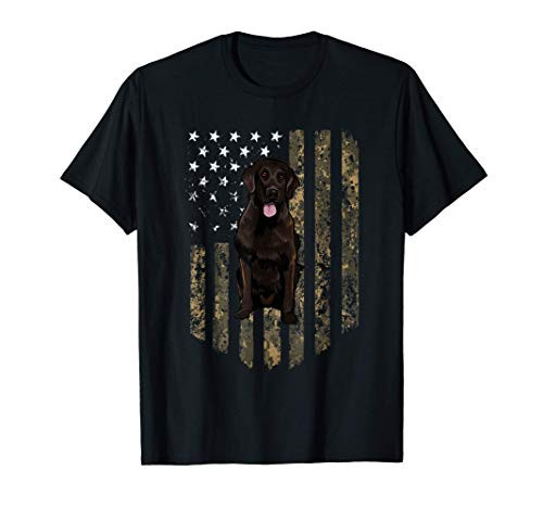 Camo American Flag Flat-Coated Retriever 4th Of July USA T-Shirt
