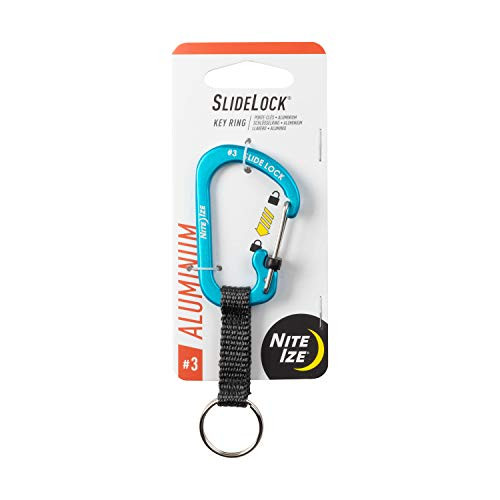 Nite Ize CSLAW3-03-R6 Locking Carabiner Chain Key Ring, Blue
