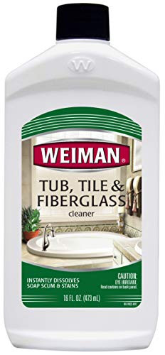 Weiman Bath Tub Cleaner - 16 Ounce - Fiberglass Cleaner for Bathrooms, Tile Tub and Fiberglass Whirlpool Spa Jacuzzi Hot Tub Jet Tubs