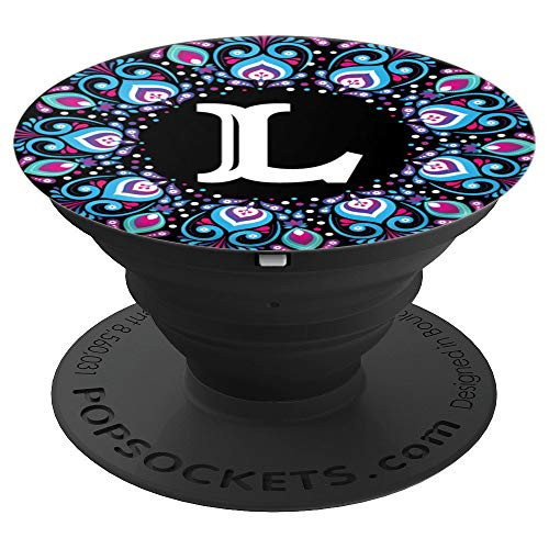 First And Last Initial Letter L monogram Mandala Phone Grip PopSockets Grip and Stand for Phones and Tablets