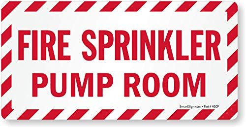 SmartSign "Fire Sprinkler Pump Room" Label - 5" x 10" Glow-in-the-Dark Laminated Vinyl