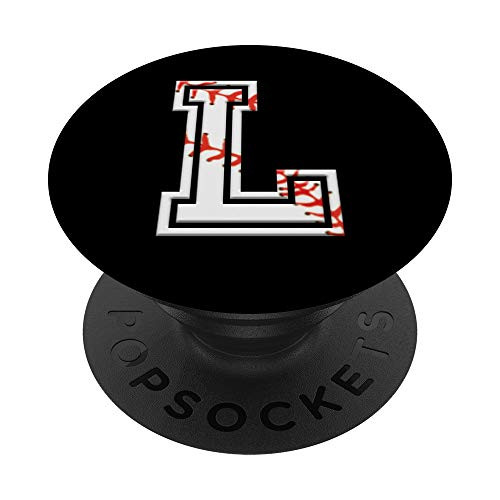 BASEBALL Player Initial L Letter Monogram Name "L" Ball Gift PopSockets Grip and Stand for Phones and Tablets