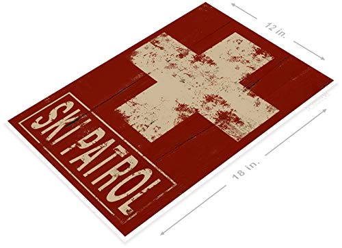 PosterGlobe Poster B287 Ski Patrol Rustic Medic Sign Slopes Lift Skiing Resort Cabin Cave 12" x 18"