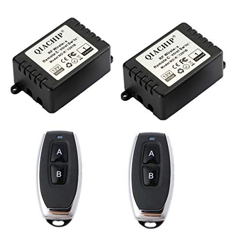 QIACHIP DC 12V 1CH 433Mhz RF Wireless Relay Remote Control Light Momentary Switch Transmitter with Receiver (2relays)