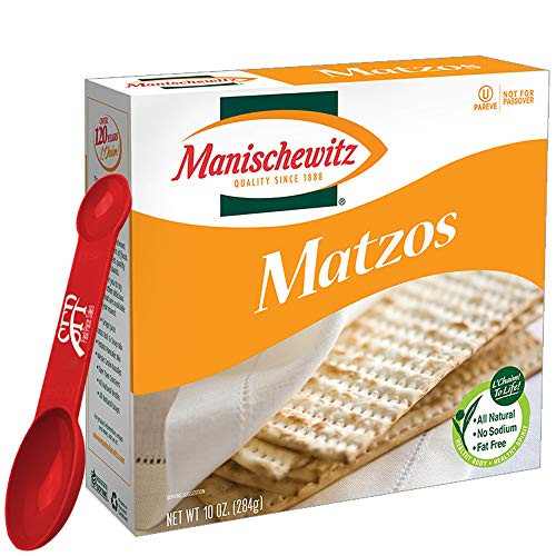 Manischewitz Unsalted Matzos Matzos Crackers Table Crackers Fresh and Crispy Matzah. 10 Oz. each pack With Bonus Measuring Spoon Included, 2 Count, (Pack of 2)