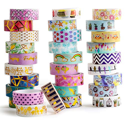 30 Rolls Gold Foil Washi Tape - 15mm Wide Japanese Masking Tape for Scrapbook, Bullet Journal, Planner, Arts and Crafts 30 Rolls Gold Foil Washi Tape - 15mm Wide Japanese Masking Tape for Scrapbook, Bullet Journal, Planner, Arts and Crafts