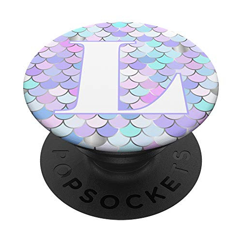 Mermaid Scales with Letter L Initial PopSockets PopGrip: Swappable Grip for Phones  and  Tablets