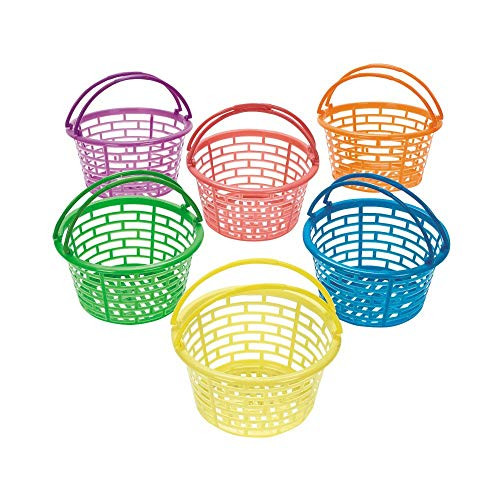 Fun Express - Plastic Bright Round Baskets for Easter - Party Supplies - Containers  and  Boxes - Misc Containers  and  Boxes - Easter - 12 Pieces