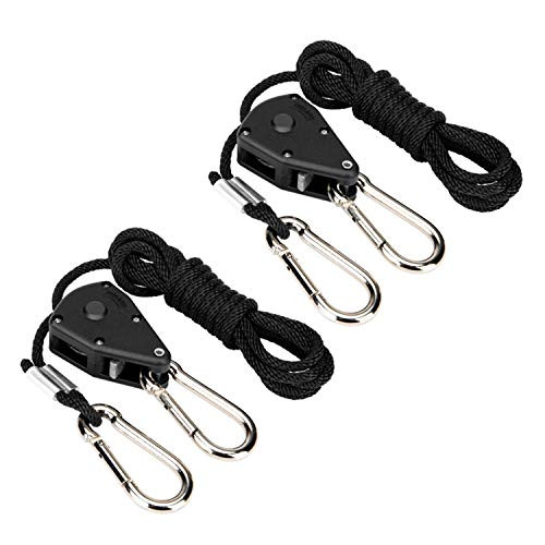 Seleady Grow Light Ratchet Rope Hanger 1/8 inch Heavy Duty Adjustable - Gears Ratchets for Growing Light Fixtures,Ratchet Hangers,Loose-Proof Design,Reinforced Metal Internal,150lbs Weight Capacity