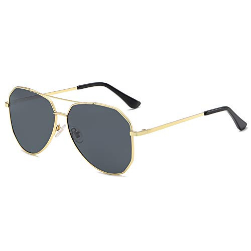 SOJOS Polarized Oversized Aviator Sunglasses for Men and Women Mirrored Flat Lens UV400 SJ1921 with Gold Frame/Grey Lens