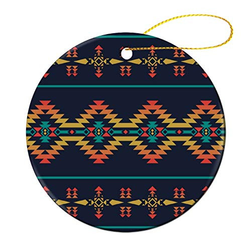 Stazary Native Southwest American Indian Aztec Christmas 2020 Tree Ornament Hanging Round Decorations for Xmas Party Home Decoration