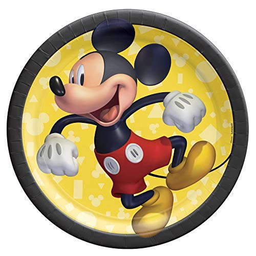Mickey Mouse Paper Round Plates 9" - Multicolor - Disposable - 8 Pcs.