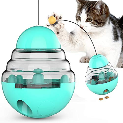 Soddeph Puzzle Toy?Cat Tumbler Toy Ball Kitten Roly-Poly Treat Toys (Lake Blue)