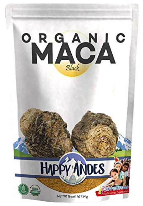 Happy Andes Organic Black Maca Powder 1 lb - Vegan Powder Peruvian Plant Root with Protein for Energy  and  Fitness - All-Natural, USDA-Certified, No Gluten - Health Enhancement Supplement for Men  and  Women Happy Andes Organic Black Maca Powder 1 lb - Vegan Powder Peruvian Plant Root with Protein for Energy  and  Fitness - All-Natural, USDA-Certified, No Gluten - Health Enhancement Supplement for Men  and  Women