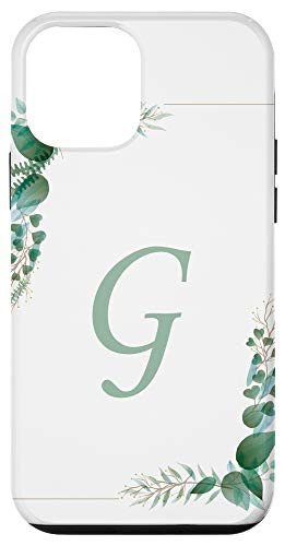 iPhone 12 mini Letter G Floral Frame Name Initial Cute Flower Lover Gifts Case