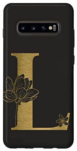 Galaxy S10Plus Initial L Letter Floral Rose 0n Matte Background Case
