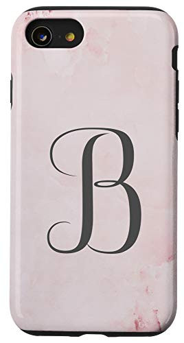 iPhone SE (2020) / 7 / 8 Initial B Rose Pink Letter B Monogram Girls Gift Phone Case