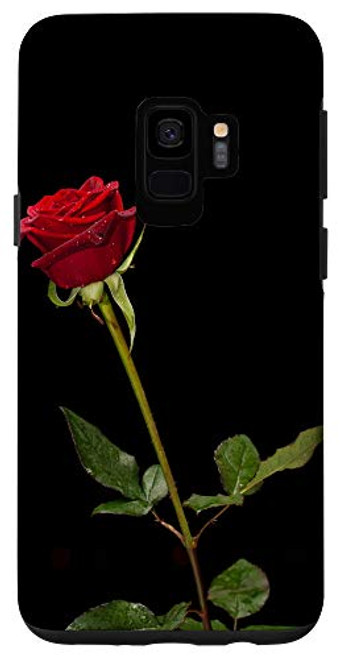 Galaxy S9 Black Rose Garden Bloom Floral Print Valentines Day Gift Case