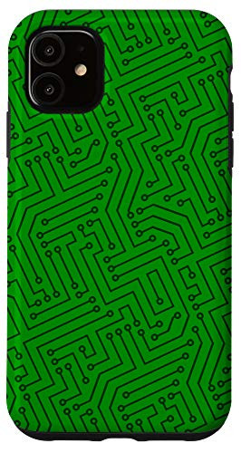 iPhone 11 Green Electrical Circuit Board Computer Circuitry Pattern Case