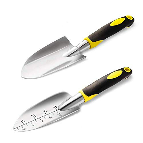 Garden Trowel, Hand Shovel, 2 Piece Cast-Aluminum Heavy Duty with Soft Rubber Handle Gardening Tools, Small Hand Tools for Weeding, Transplanting, Digging