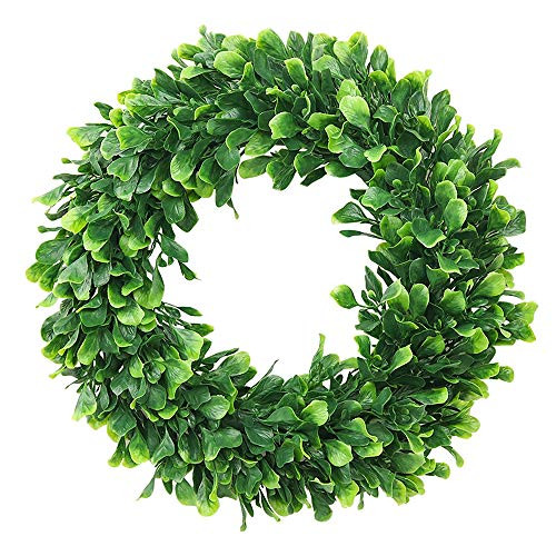 FULANDL Artificial Green Leaves Wreath, 16" Faux Boxwood Wreath Farmhouse Greenery Wreath, Round Eucalyptus Wreath Outdoor Green Wreath for Front Door Wall Hanging Window Party Decoration (Large) FULANDL Artificial Green Leaves Wreath, 16" Faux Boxwood Wreath Farmhouse Greenery Wreath, Round Eucalyptus Wreath Outdoor Green Wreath for Front Door Wall Hanging Window Party Decoration (Large)