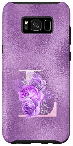 Galaxy S8Plus Lilac floral Initial Letter L monogram purple floral Case