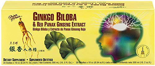 Prince of Peace Ginkgo Biloba  and  Red Panax Ginseng Extract, 30 Bottles, 0.34 fl. oz. Each  Ginkgo Biloba Supplement  Chinese Red Panax Ginseng Extract  Supports Overall Well-Being