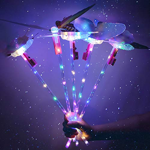 helegeSONG 5Pcs LED Light Up Butterfly Wand, LED Wand Light Up Wand LED Glow Stick Kids Girls Toy
