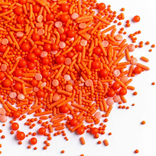 Sweets Indeed Sprinklefetti Orange Sprinkle Mix - Gluten-Free Color Sprinkles for Baking - Cupcake and Cake Topper - 6.5oz Jar