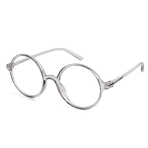 Ultralight Reduces Eye Strain Vintage Round PC Frame Radiation Protection Glasses Anti Blue Rays Glasses Blue Film Glasses Computer Goggles(Grey)