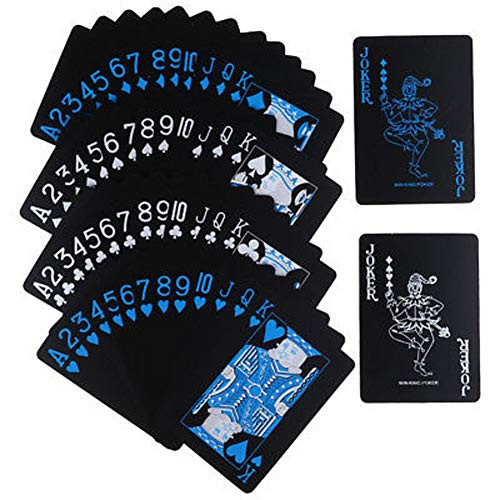 Playing Cards Standard Index Playing Cards Poker Size Standard Index Waterproof PVC Poker Playing Cards, Deck of Poker Card with Black Backing in Box Great Gift for Card Players Family Party BBQ Game