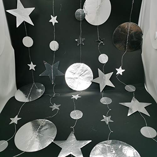 Ellsang Glitter Silver Circle Dots Garland Paper, Party Decoration Bunting Banner Backdrop for Birthday Wedding Baby Shower Engagement Bridal Shower Party Supplies Ellsang Glitter Silver Circle Dots Garland Paper, Party Decoration Bunting Banner Backdrop for Birthday Wedding Baby Shower Engagement Bridal Shower Party Supplies