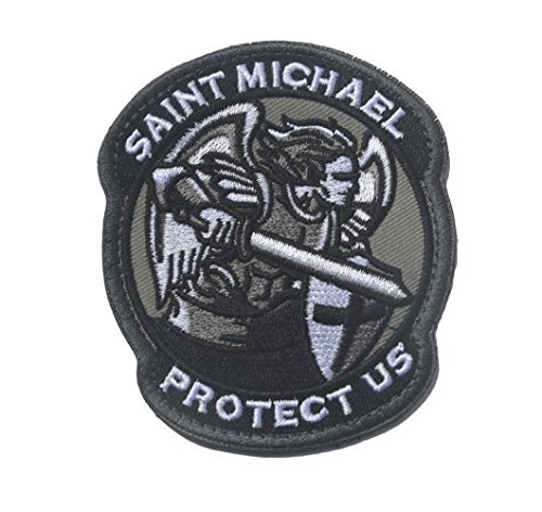 Saint Michael Modern Morale Patch Tactical Military Army Embroidered Sew on Tags Operator Patches with Hook and Loop Fasteners Backing-Multitan (Black) Saint Michael Modern Morale Patch Tactical Military Army Embroidered Sew on Tags Operator Patches with Hook and Loop Fasteners Backing-Multitan (Black)