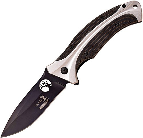 Elk Ridge ER-A155GW Folder Knife with Black Pocket Clip, Grey Pakkawood, 4.75"