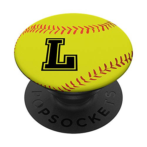 Softball Player Initial L Letter Monogram Name Gift PopSockets Grip and Stand for Phones and Tablets