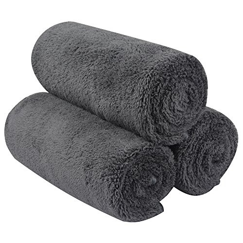KinHwa Microfiber Car Drying Towels Super Absorbent Large Car Wash Towels Lint Free Car Cleaning Towels Ultra Soft Auto Detailing Cloth 380gsm (16Inch x 24Inch, 3pack Dark Grey)