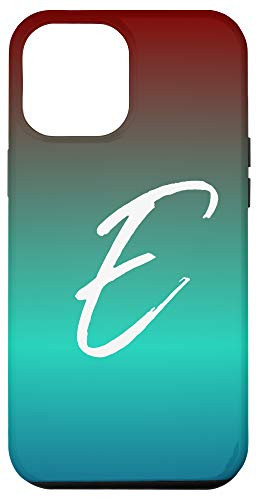 iPhone 12 Pro Max Letter E Blue to Red Gradient Phone Case Cute Teal Initial E Case
