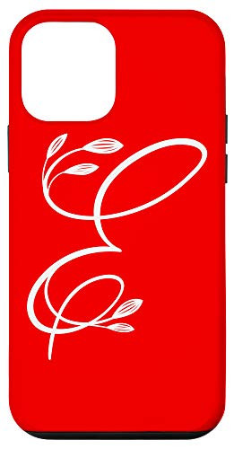 iPhone 12 mini Initial E Flower Bright Red Phone Case Red Floral Letter E Case