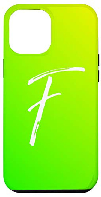 iPhone 12 Pro Max Bright Green Gradient Initial F Phone Lime Green Letter F Case