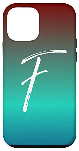 iPhone 12 mini Letter F Blue to Red Gradient Phone Case Cute Teal Initial F Case