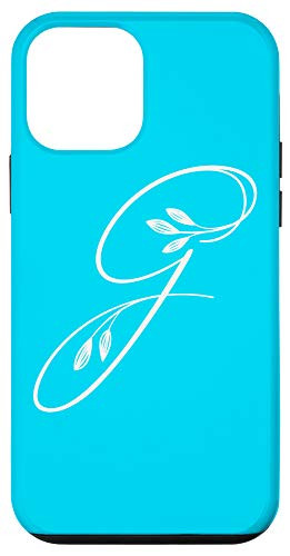 iPhone 12 mini Letter G Flower Bright Blue Phone Case Blue Floral Initial G Case