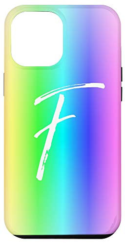 iPhone 12 Pro Max Rainbow Initial F Phone Case Colorful Rainbow Ombre Letter F Case